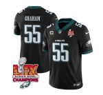 Philadelphia Eagles #55 Brandon Graham Black 2025 Eagles Logo Super Bowl LIX Patch And 4-Star C Patch New F.U.S.E. Vapor Limited Stitched Jersey