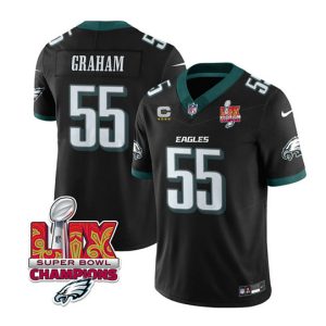 Philadelphia Eagles #55 Brandon Graham Black 2025 Eagles Logo Super Bowl LIX Patch And 4-Star C Patch New F.U.S.E. Vapor Limited Stitched Jersey