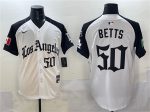 Los Angeles Dodgers #50 Mookie Betts White Black Mexico 2025 LA Gothic Style With Fernando Patch Vapor Premier Limited Stitched Jersey