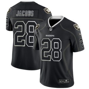 Raiders #28 Josh Jacobs Black Lights Out Color Rush Limited Stitched Jersey
