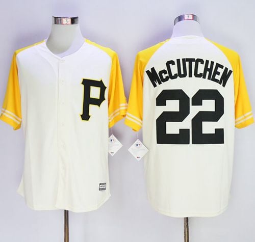 Pirates #22 Andrew McCutchen Cream Gold Exclusive New Cool Base Stitched Jersey