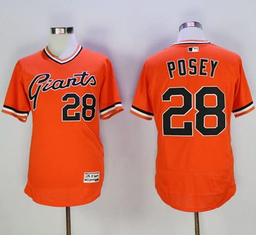 Giants #28 Buster Posey Orange Flexbase Authentic Collection Cooperstown Stitched Jerseys