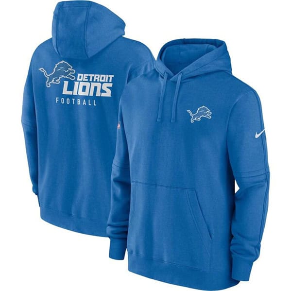 Detroit Lions Blue Sideline Club Fleece Pullover Hoodie