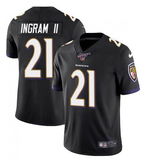 Baltimore Ravens 100th #21 Mark Ingram II Color Rush Black Jersey