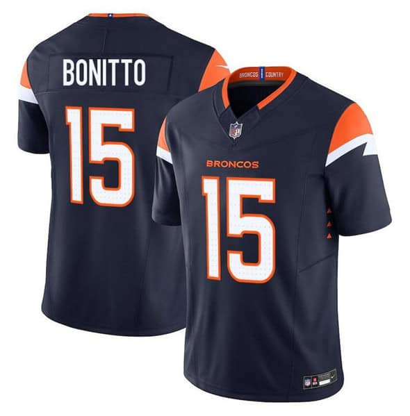 Denver Broncos #15 Nik Bonitto Navy F.U.S.E. Vapor Limited Football Stitched Jersey