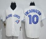 Blue Jays #10 Edwin Encarnacion White Cooperstown Throwback Stitched Jersey