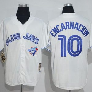 Blue Jays #10 Edwin Encarnacion White Cooperstown Throwback Stitched Jersey
