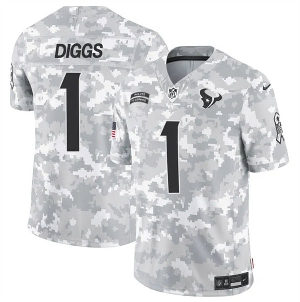 Houston Texans #1 Stefon Diggs Arctic Camo 2024 F.U.S.E. Salute To Service Limited Stitched Jersey