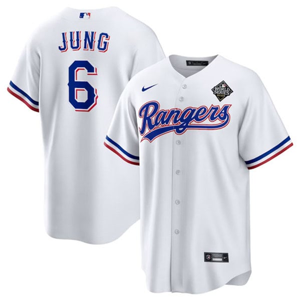 Texas Rangers #6 Josh Jung White 2023 World Series Stitched Jersey