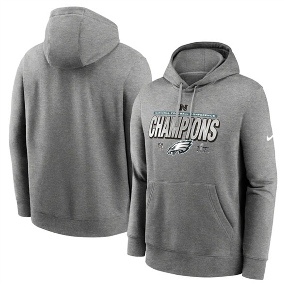 Philadelphia Eagles Heather Gray 2024 NFC Champions Locker Room Trophy Pullover Hoodie