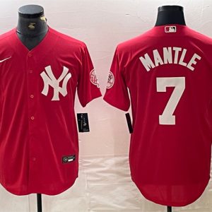 New York Yankees #7 Mickey Mantle Red Cool Base Stitched Jersey