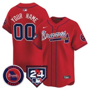 Atlanta Braves Customized Red 2024 Spring Training Patch Limited Stitched Jersey