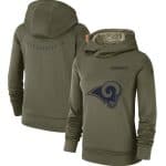 Los Angeles Rams Olive Salute To Service Team Logo Performance Pullover NFL Hoodie