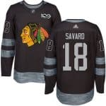 Blackhawks #18 Denis Savard Black 1917-2017 100th Anniversary Stitched Jersey