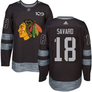 Blackhawks #18 Denis Savard Black 1917-2017 100th Anniversary Stitched Jersey