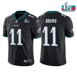 Philadelphia Eagles #11 A.J. Brown Black Super Bowl LVII Patch Vapor Untouchable Limited Stitched Jersey