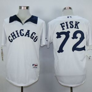 White Sox #72 Carlton Fisk White 1976 Turn Back The Clock Stitched Jersey