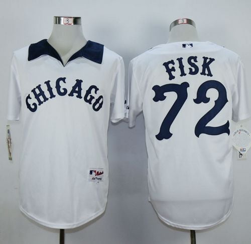 White Sox #72 Carlton Fisk White 1976 Turn Back The Clock Stitched Jersey