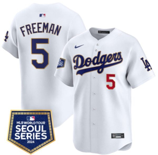 Los Angeles Dodgers #5 Freddie Freeman White 2024 World Tour Seoul Series Home Limited Stitched Jersey