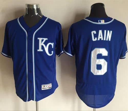 Royals #6 Lorenzo Cain Royal Blue Flexbase Authentic Collection Stitched Jersey