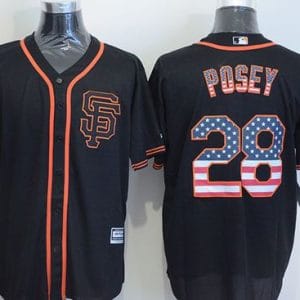 Giants #28 Buster Posey Black USA Flag Fashion Stitched Jersey