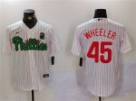 Philadelphia Phillies #45 Zack Wheeler White Green Cool Base Stitched Jersey