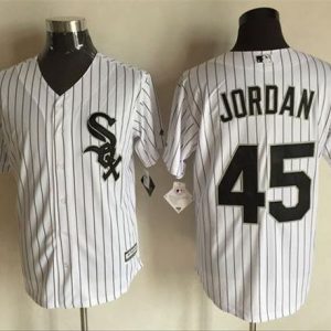 White Sox #45 Michael Jordan White(Black Strip) New Cool Base Stitched Jersey
