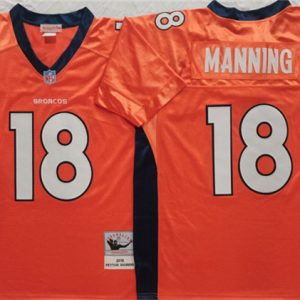Denver Broncos #18 Peyton Manning Orange Throwback Stitched Jersey