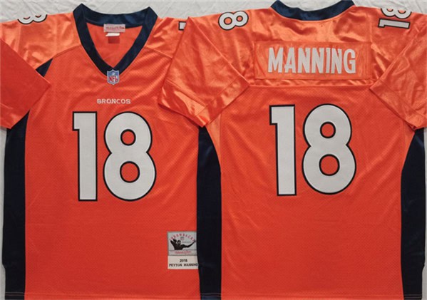 Denver Broncos #18 Peyton Manning Orange Throwback Stitched Jersey