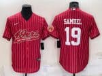 San Francisco 49ers #19 Deebo Samuel Red With Patch Cool Base Stitched Baseball Jersey