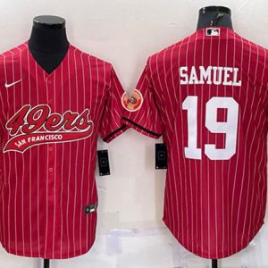 San Francisco 49ers #19 Deebo Samuel Red With Patch Cool Base Stitched Baseball Jersey