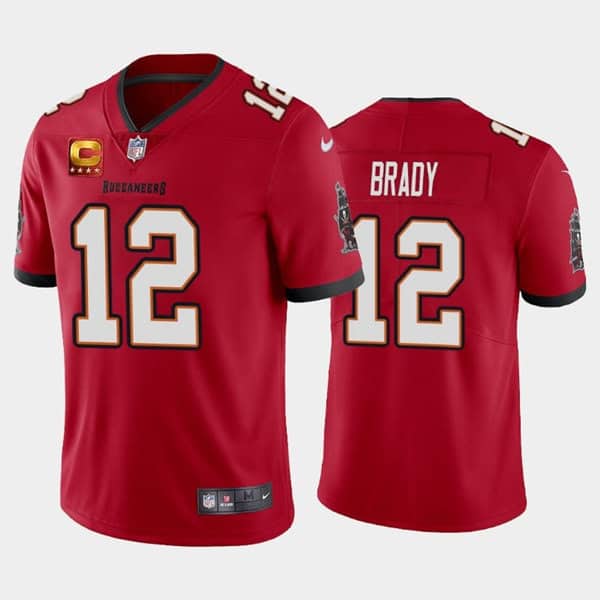 Tampa Bay Buccaneers #12 Tom Brady Red With C Patch Stitched Jersey