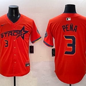 Houston Astros #3 Jeremy Pena Orange 2025 City Connect With Texas Patch Limited Stitched Jersey