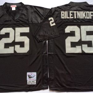 Mitchell And Ness Raiders #25 Fred Biletnikoff Black Throwback Stitched Jersey