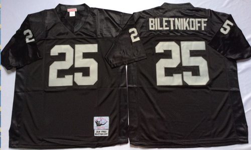 Mitchell And Ness Raiders #25 Fred Biletnikoff Black Throwback Stitched Jersey
