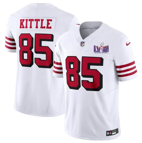 San Francisco 49ers #85 George Kittle White 2023 F.U.S.E. NFC West Champions Patch Alternate Stitched Jersey