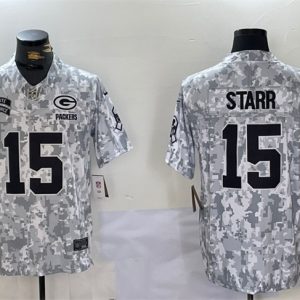 Green Bay Packers #15 Bart Starr 2024 F.U.S.E. Arctic Camo Salute To Service Limited Stitched Jersey