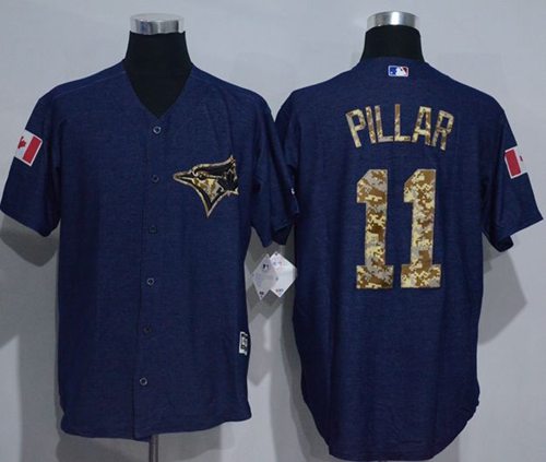 Blue Jays #11 Kevin Pillar Denim Blue Salute To Service Stitched Jersey
