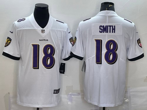 Baltimore Ravens #18 Roquan Smith White Vapor Untouchable Limited Stitched Jersey