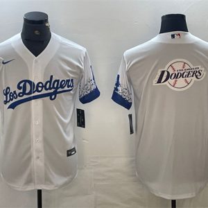 Los Angeles Dodgers White Team Big Logo City Connect Cool Base Stitched Jersey