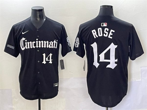 Cincinnati Reds #14 Pete Rose Black 'Gothic Queen City Edition' Vapor Premier Limited Stitched Jersey