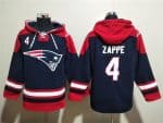 New England Patriots #4 Bailey Zappe Navy Ageless Must-Have Lace-Up Pullover Hoodie