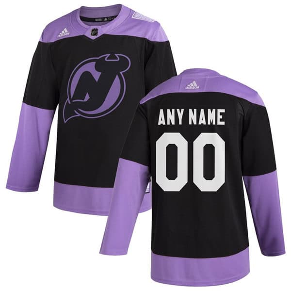 New Jersey Devils Adidas Black Hockey Fights Cancer Custom Practice NHL Stitched Jersey