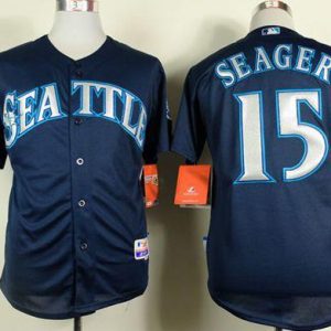 Mariners #15 Kyle Seager Navy Blue Cool Base Stitched Jersey