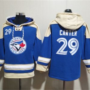Toronto Blue Jays #29 Joe Carter Royal Ageless Must-Have Lace-Up Pullover Hoodie