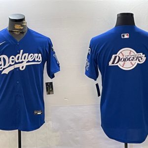 Los Angeles Dodgers Team Big Logo Royal 2024 World Series Champions With Fernando Memorial Patch Alternate Limited Stitched Jersey