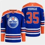 Edmonton Oilers #35 Olivier Rodrigue Royal 2024 Stanley Cup Final Patch Stitched Jersey