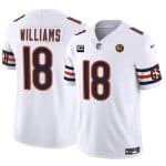 Chicago Bears #18 Caleb Williams White 2024 F.U.S.E. With John Madden Patch And 1-Star C Patch Vapor Stitched Jersey