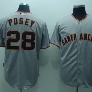 Giants #28 Buster Posey Stitched Grey Jersey