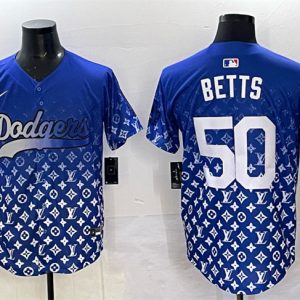 Los Angeles Dodgers #50 Mookie Betts Blue Limited Stitched Jersey